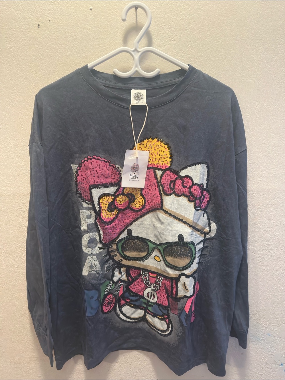 Hello Kitty Graphic Long-Sleeve Tee in Dark Blue